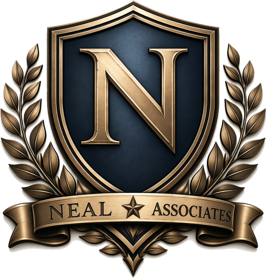 Neal Associates brass shield crest